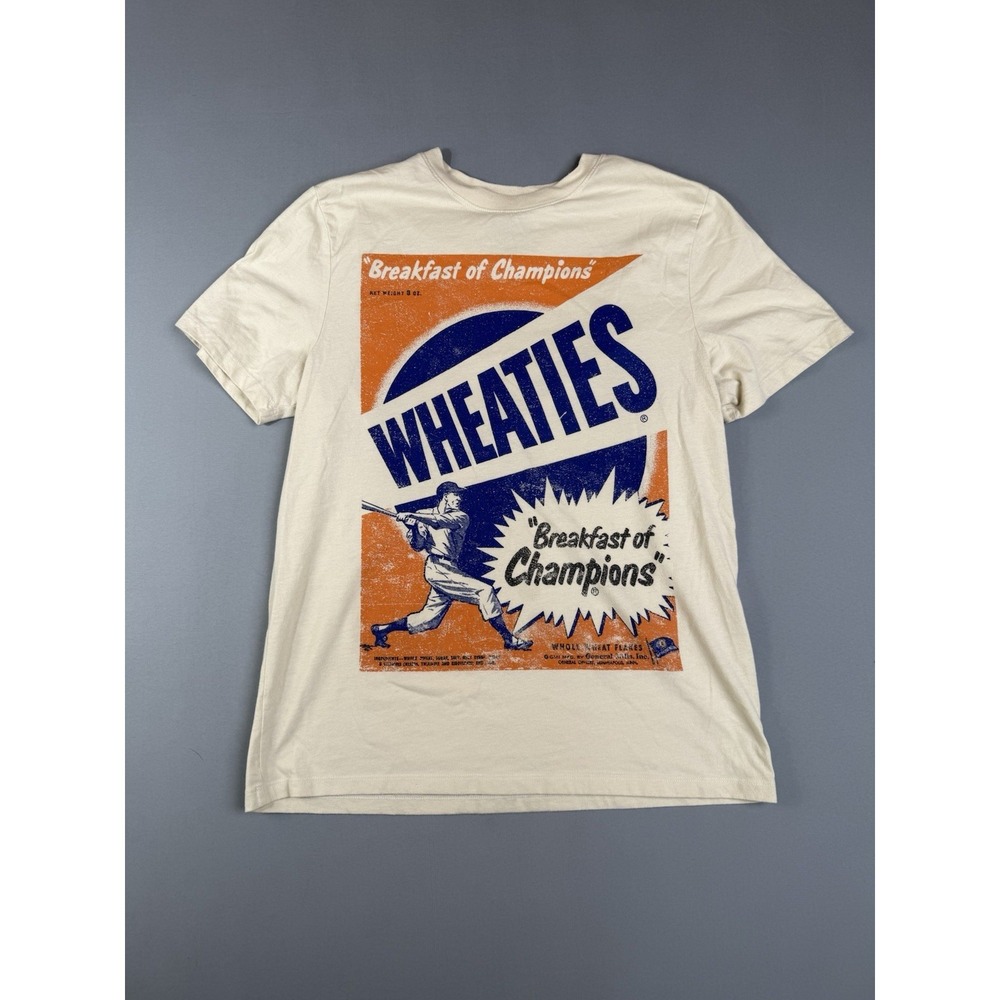 Wheatie's Vintage Inspired White Graphic Cotton Jersey Crew Neck T-Shirt M